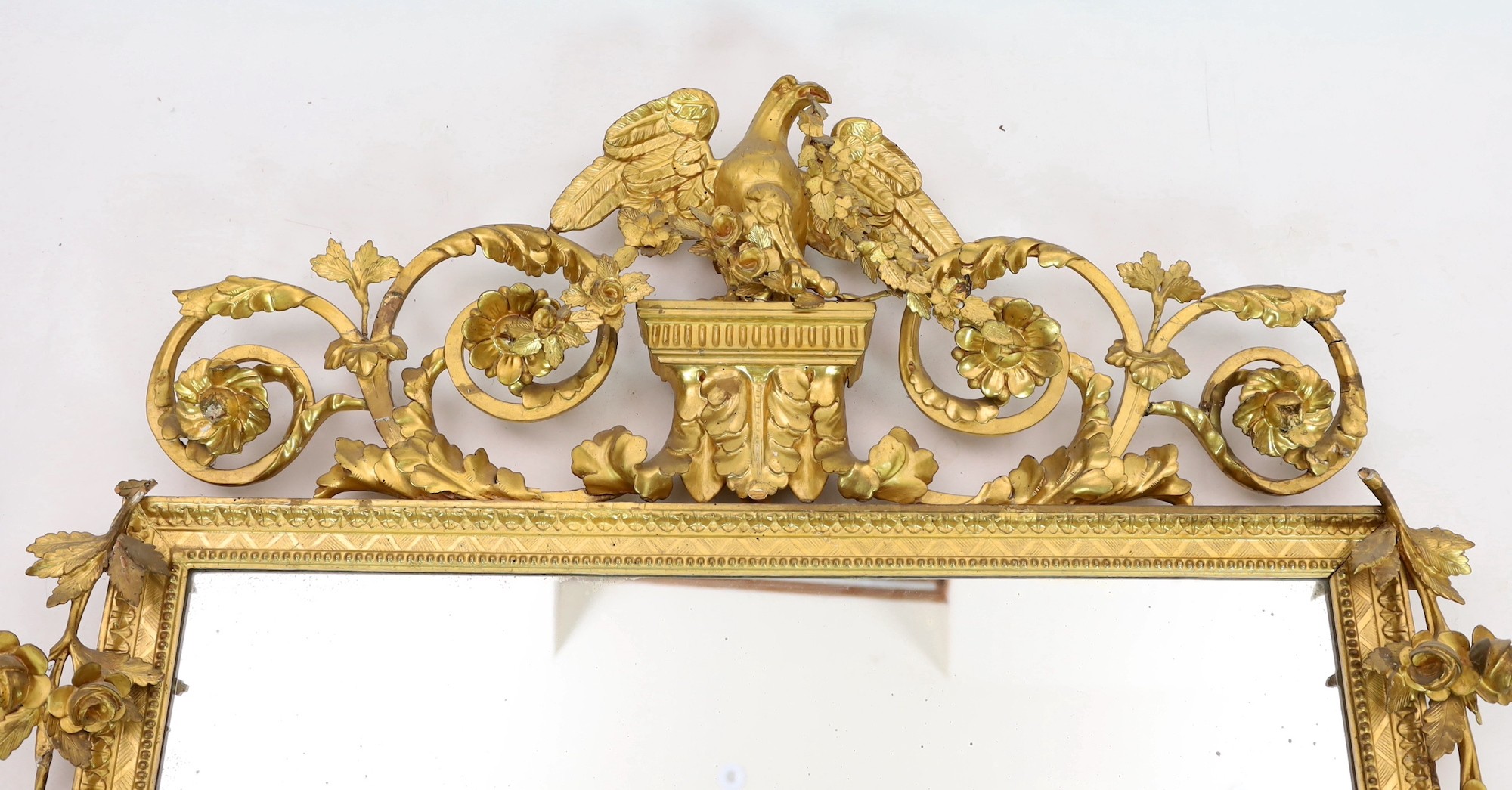 A 19th century carved giltwood wall mirror, width 126cm, height 118cm